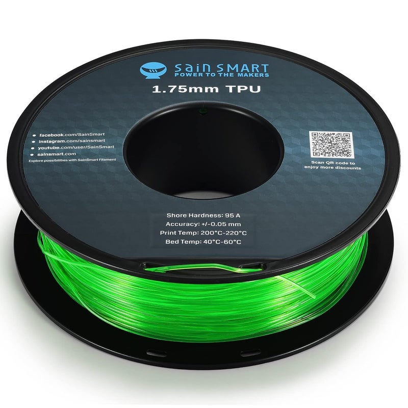 SainSmart Green Flexible TPU 3D Printing Filament, 1.75 mm, 0.8 kg, Dimensional Accuracy +/- 0.05 mm - Image 4